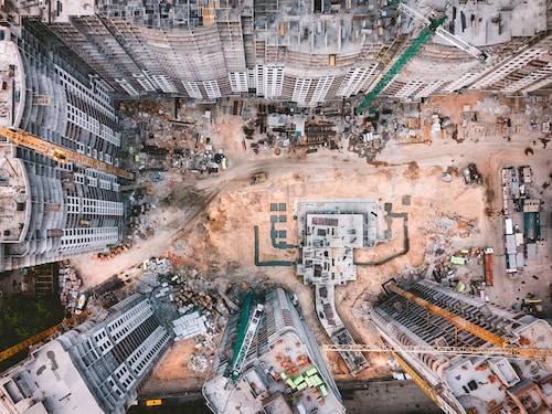 aerial photography of white high-rise concrete building